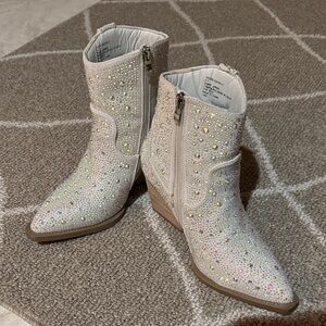 Madden Girl Sparkling White Ankle Boots